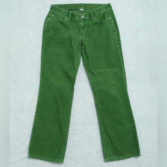🔥SALE🔥Loft Original Mid Rise Green Corduroy Pant Sz 6P - Picture 1 of 3